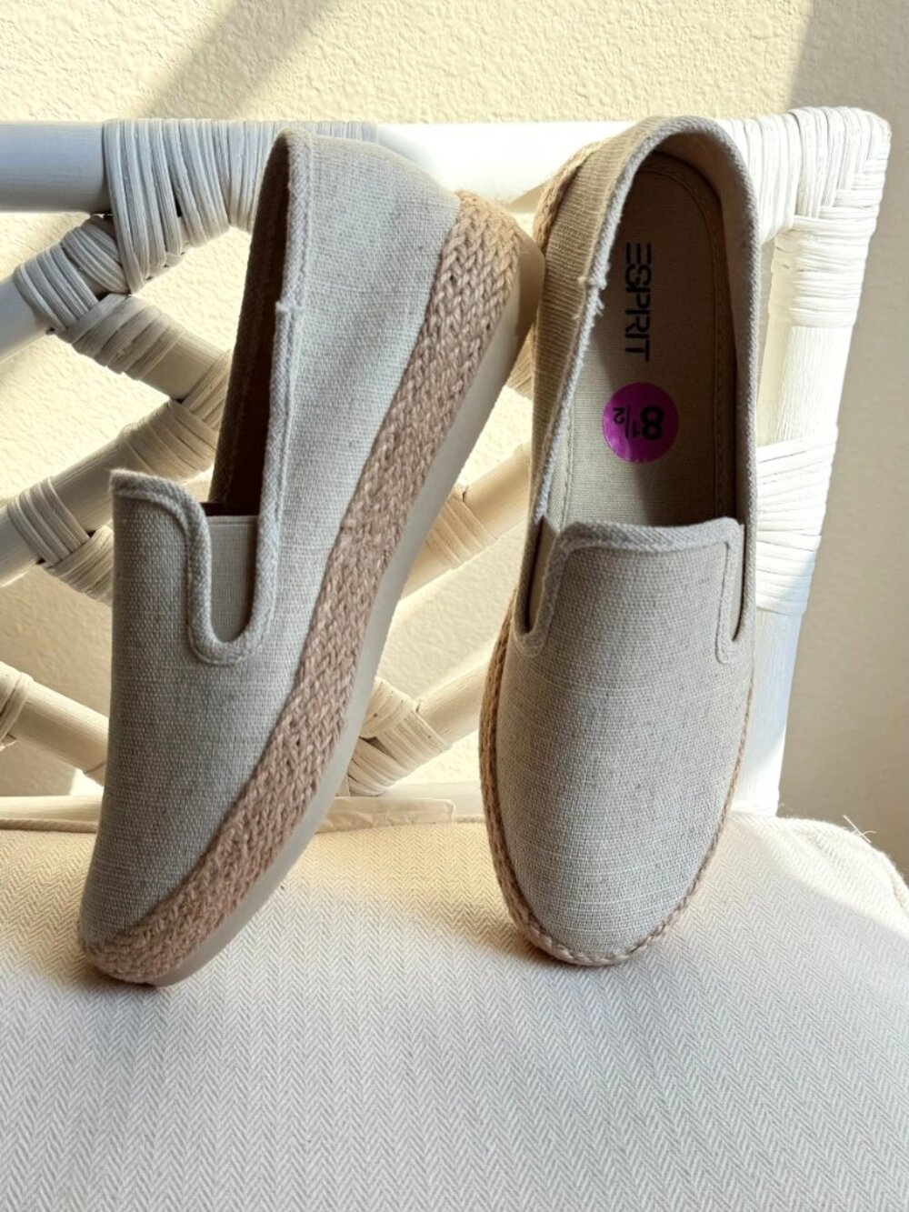 Esprit Nadine Women's Espadrille Slip On Canvas Crochet Beige Size 8.5 NWOB - Picture 12 of 13